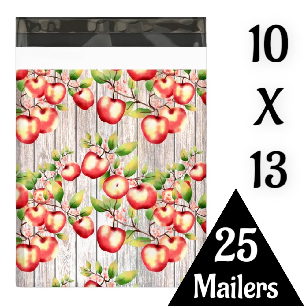 25 10X13 Poly Mailers Apple and Blossoms, Shipping Envelopes PRICE IS FIRM - Picture 7 of 8